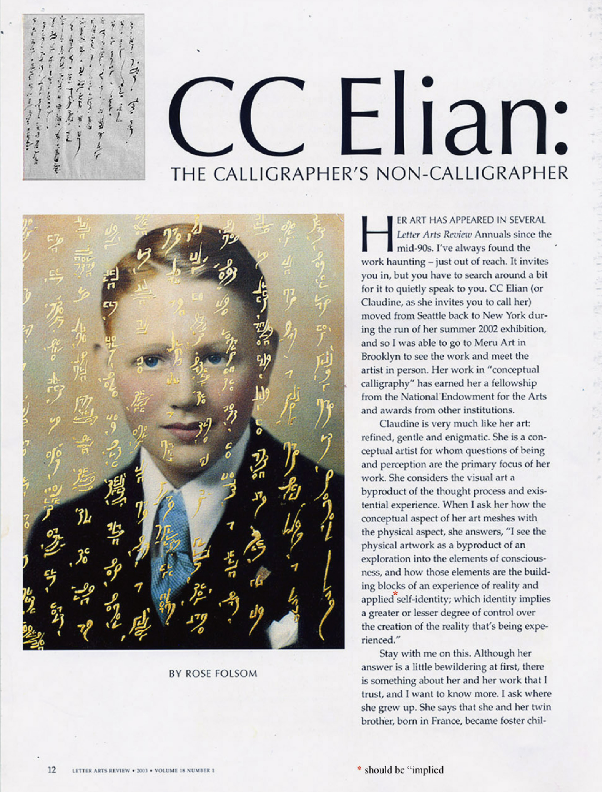 C.C Elian-Letter Arts Review Article